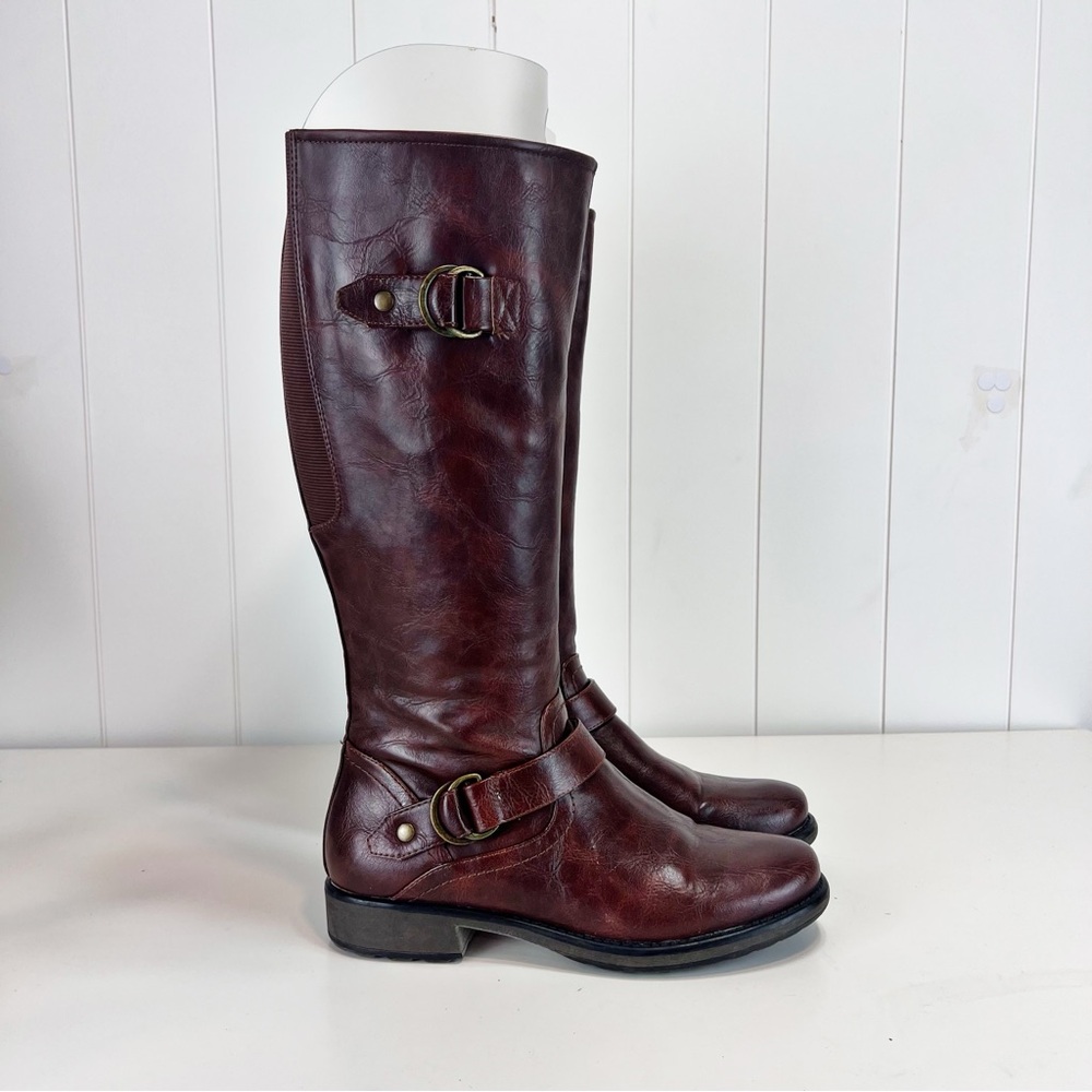 Naturalizer Starlie Knee High Boots Womens 8M Vegan Chestnut Brown Equestrian